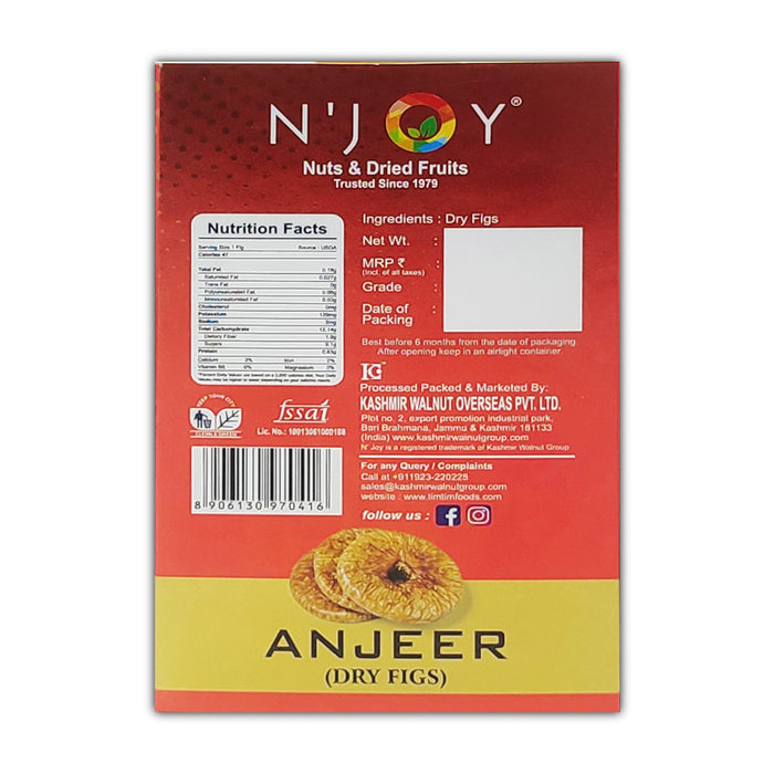 NJoy Premium Vacuum Packed Anjeer | Rich Source Of Fibre, Calcium And Iron Figs 250G