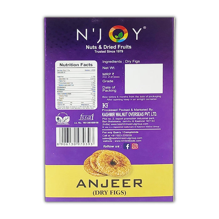 NJoy Premium Vacuum Packed Anjeer | Rich Source Of Fibre | Figs 250G