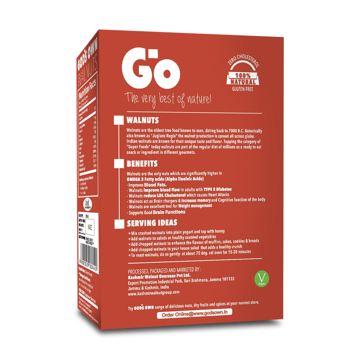 Go Organic Extra Light Quarters Walnuts Kernels (Without Shell)