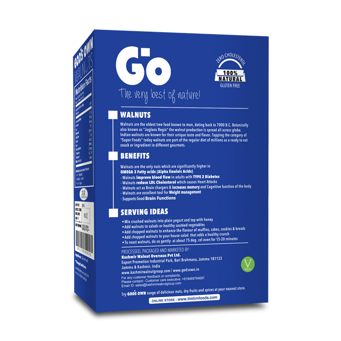 Go Organic Light Quarters Walnuts Kernels (Without Shell)