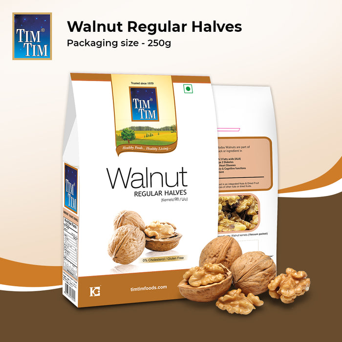 Tim Tim Walnut Regular Halves, 500g (250g X 2) + Get Premium Raisins (200g) worth Rs. 181/-, FREE