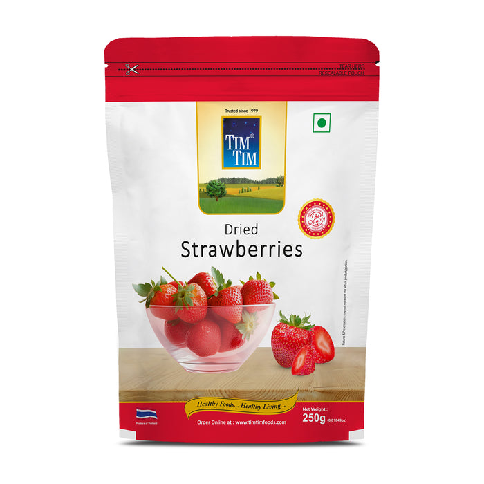 Tim Tim Premium Dried Strawberry 250gm | 100% Natural Strawberries Dry Fruit