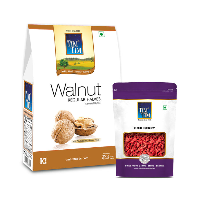 Buy 1Kg Tim Tim Regular Halves Walnut Kernels, Get Tim Tim Goji Berries 100g FREE!