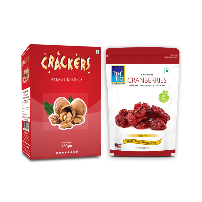 Buy Amber Halves Kashmiri Crackers Walnut Kernels 1Kg, (250g X 4) + Get Tim Tim Premium Dried Cranberries - 250g FREE