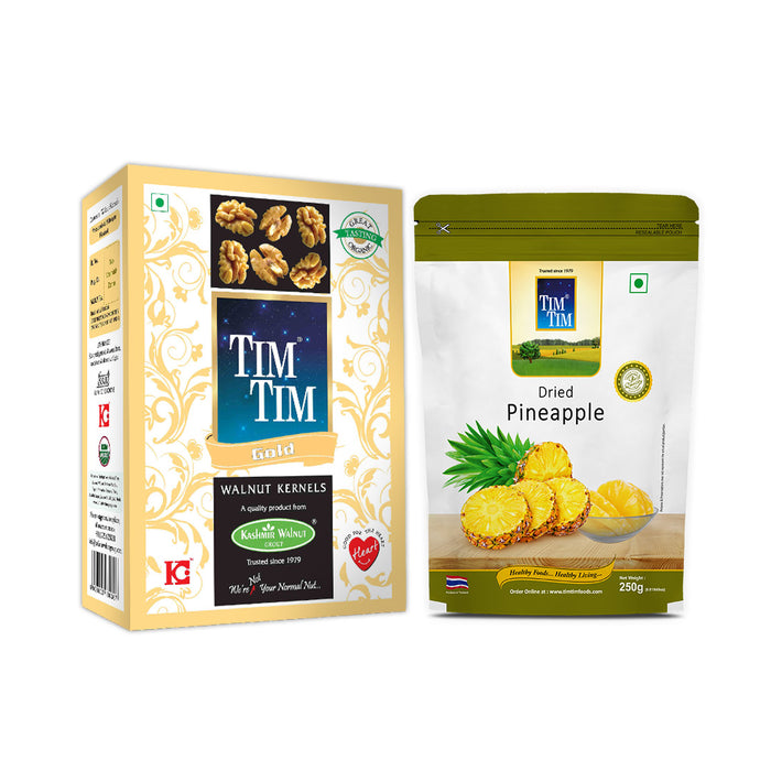 Tim Tim Premium Gold Walnut Kernels, 500g (250g X2) + Get Tim Tim Premium Dried Pineapple, 250g FREE