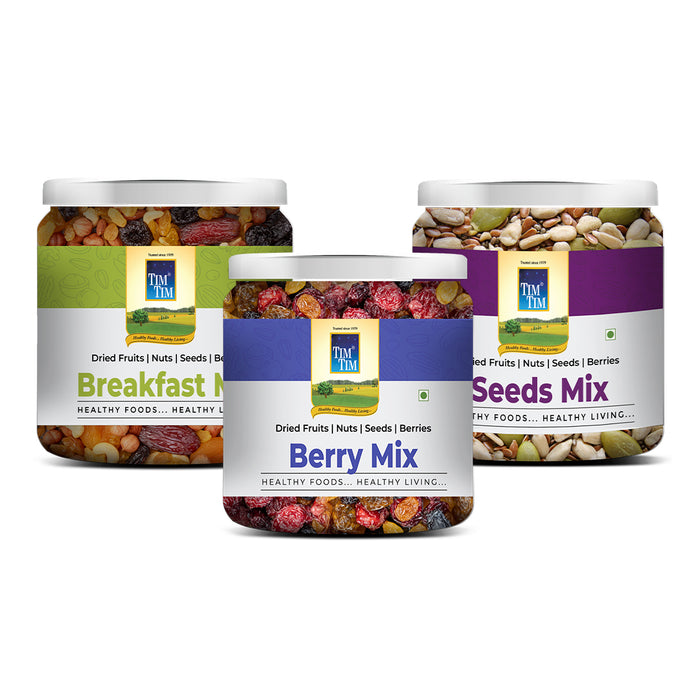 Combo Pack of 3-Jars | Seeds Mix | Breakfast Mix | Berry Mix, 100G each