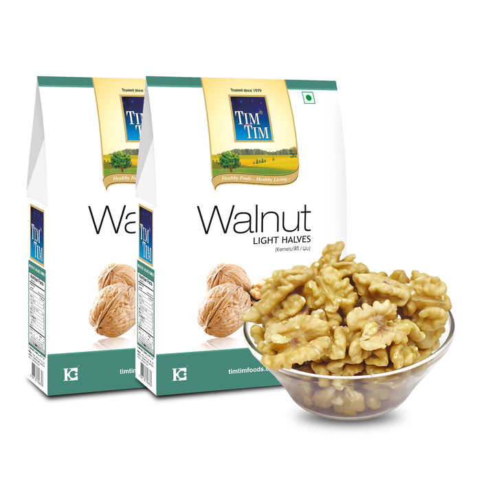 Tim  Tim Premium Walnut Light Halves (2 Pieces) – Raw, Natural, Unsalted, Non-GMO, Fresh Walnut Kernels – Perfect for Snacking