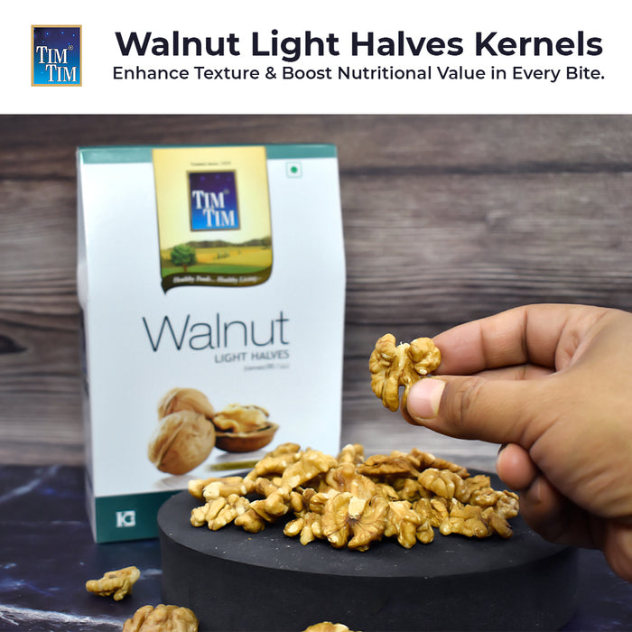 Tim  Tim Premium Walnut Light Halves (2 Pieces) – Raw, Natural, Unsalted, Non-GMO, Fresh Walnut Kernels – Perfect for Snacking