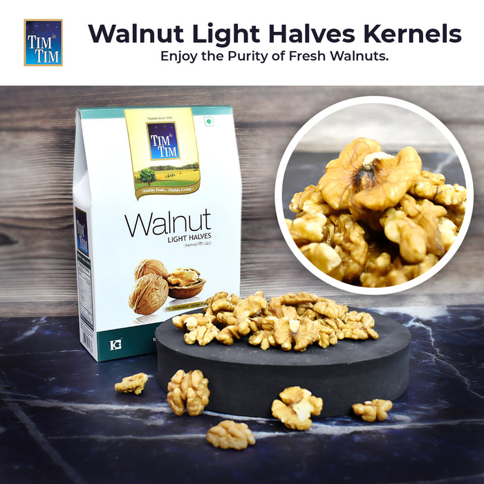 Tim  Tim Premium Walnut Light Halves (2 Pieces) – Raw, Natural, Unsalted, Non-GMO, Fresh Walnut Kernels – Perfect for Snacking