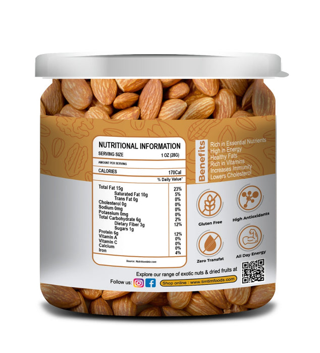 Tim Tim Premium Californian Almonds Roasted & Salted 200gx 5,1kg , Dry Fruit, High Protein Snack and Super Healthy Crunchy Nuts