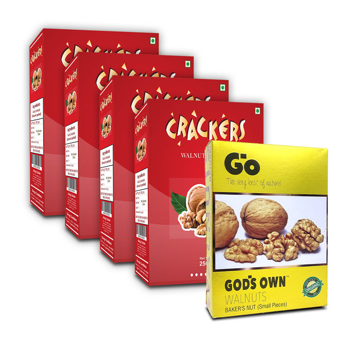 Combo Pack - Buy Walnuts Cracker Halves (250g X 4) + Get FREE Baker Nuts (250g)