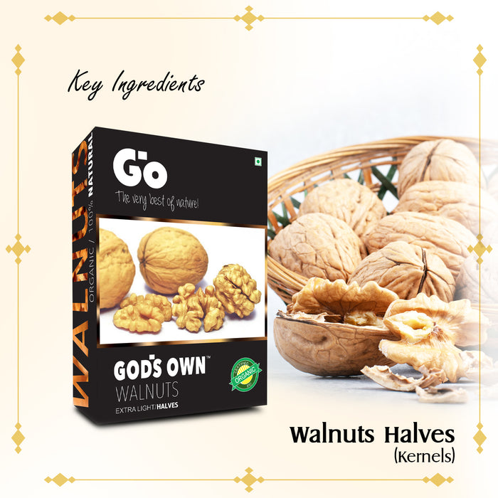Go Organic Extra Light Halves Walnuts Kernels (Without Shell)