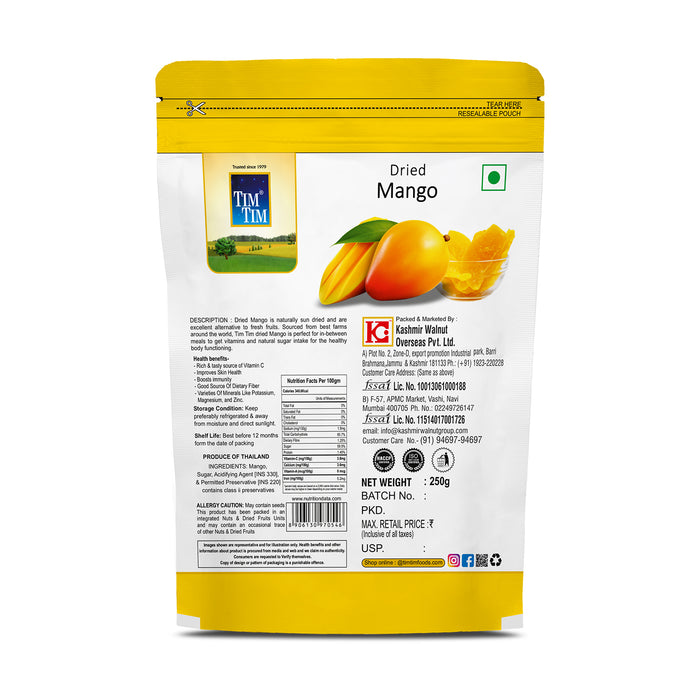 Tim Tim Dried Mango I 100% Natural I Nutritious Mango snack, 250g